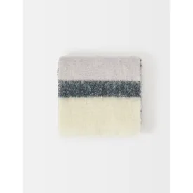 Women Checked Wool And Alpaca Scarf - Ecru/Navy Blue