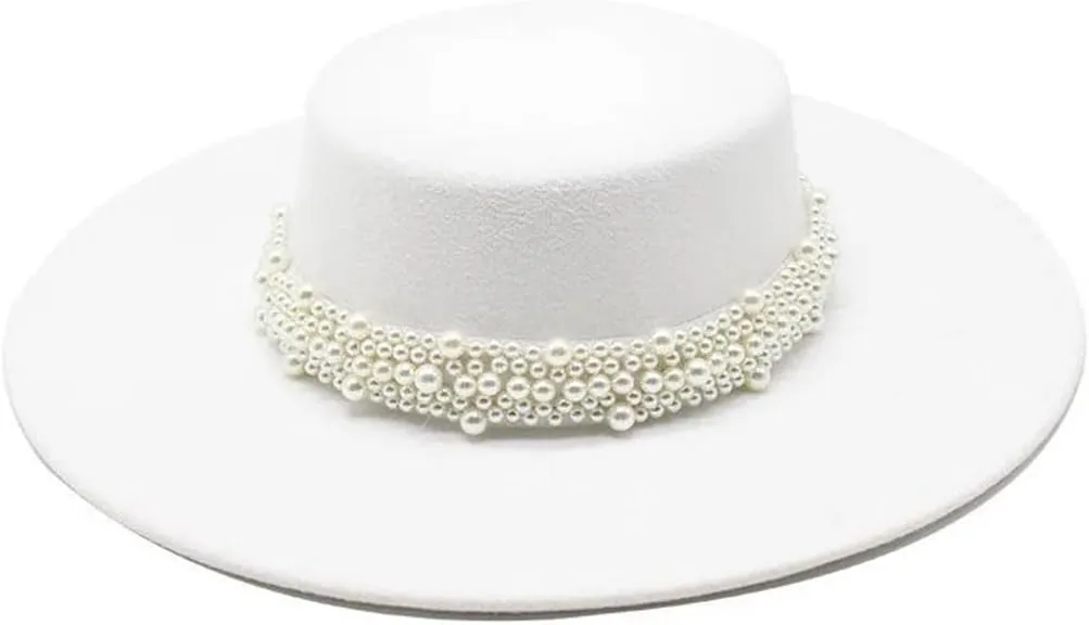 Women Fedora Hat Flat Top Jazz Caps 10CM Wide Brim Decoration Hat