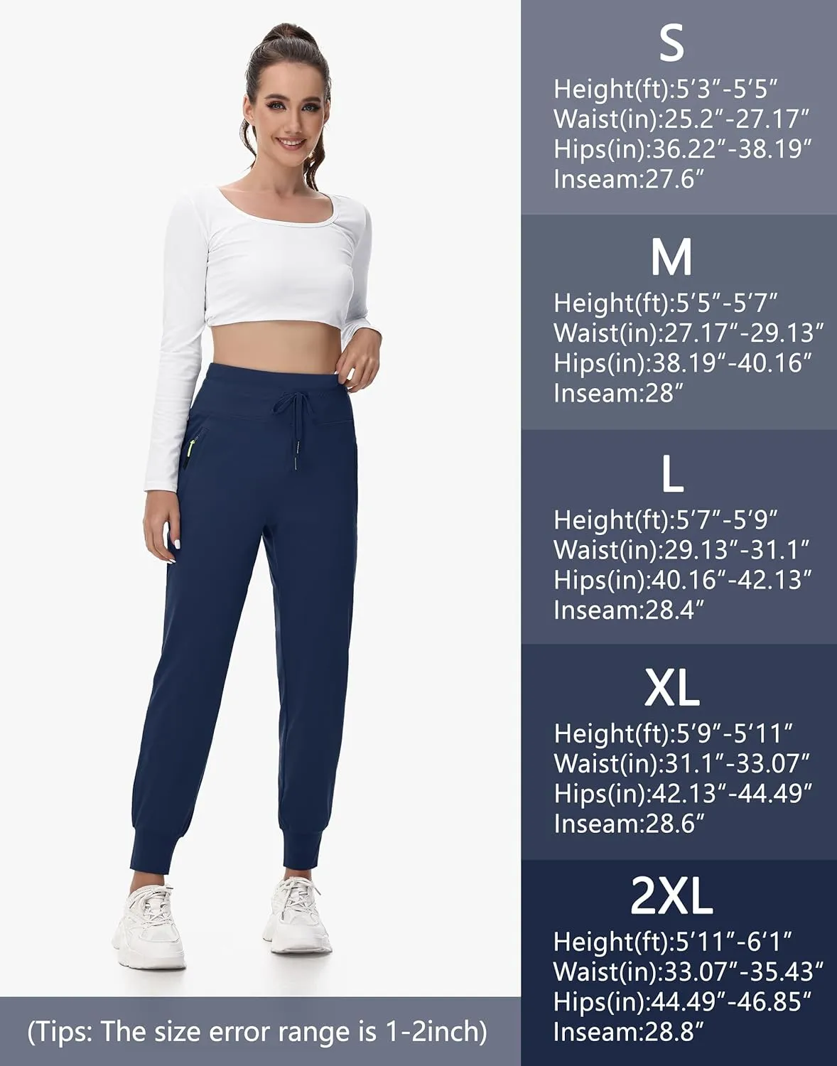 Women's Fleece Lined Joggers Hiking Water-Resistant Sweatpants with Zip Pockets Winter Thermal Running Ski Golf Pants