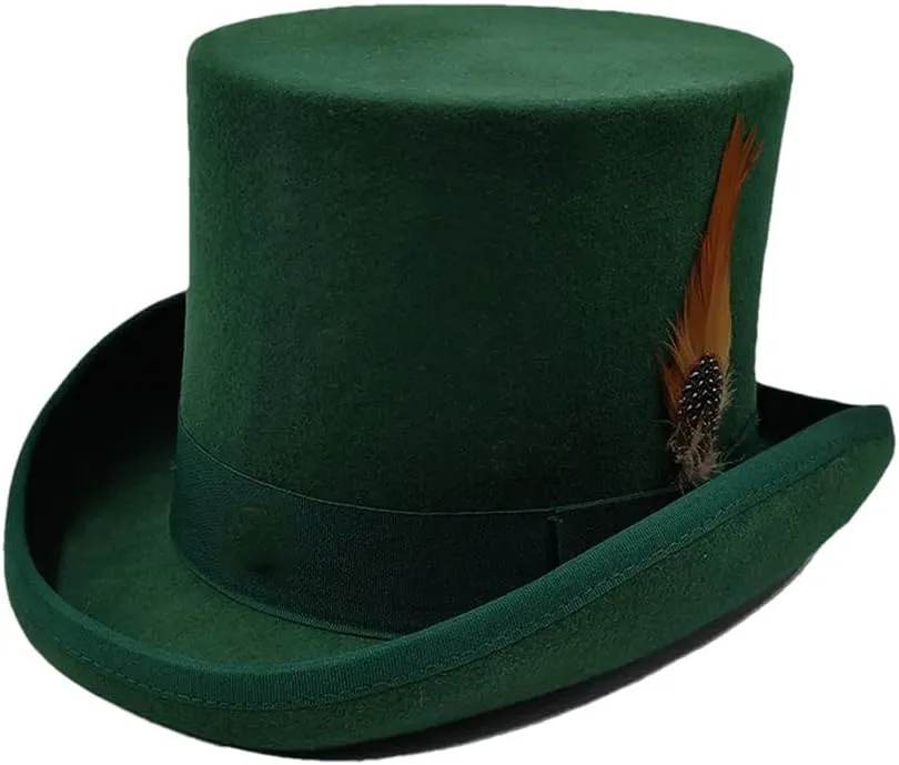 Wool Felt High Top Hat Wool Magician High Hat Jazz Top Hats Men and Women Flat Felt Hat Men's Costume Hats 39 XL 61cm