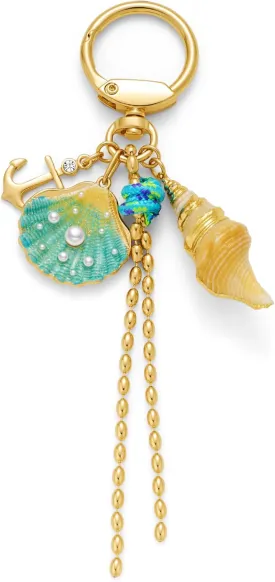 WOWORAMA Sea Shell Charm Keychain for Women Blue Heart Starfish Seashell Bag Charms Ocean Sea Marine Purse Charms Keyring