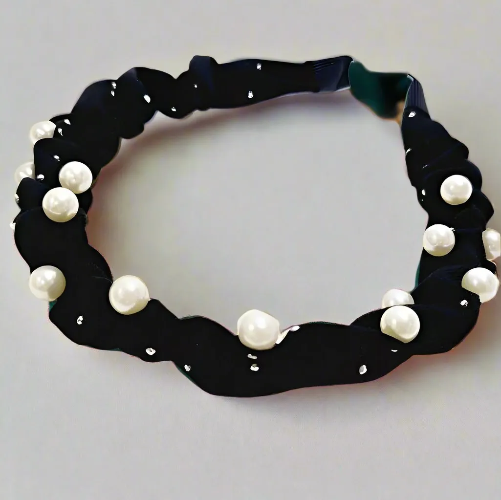 Wrinkled Pearl Accent Hairbands by Vivian-Lu
