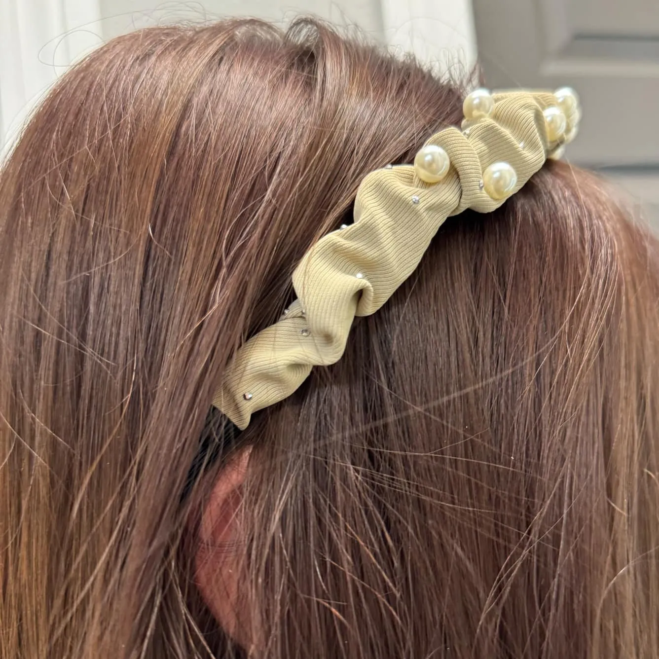Wrinkled Pearl Accent Hairbands by Vivian-Lu