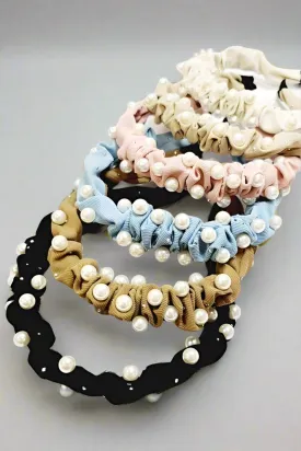 Wrinkled Pearl Accent Hairbands by Vivian-Lu