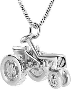 Yinplsmemory Cremation Jewelry Tractor Urn Necklace for Ashes for Men Stainless Steel Tractor Charm Urn Locket Memorial Keepsake Ashes Jewelry